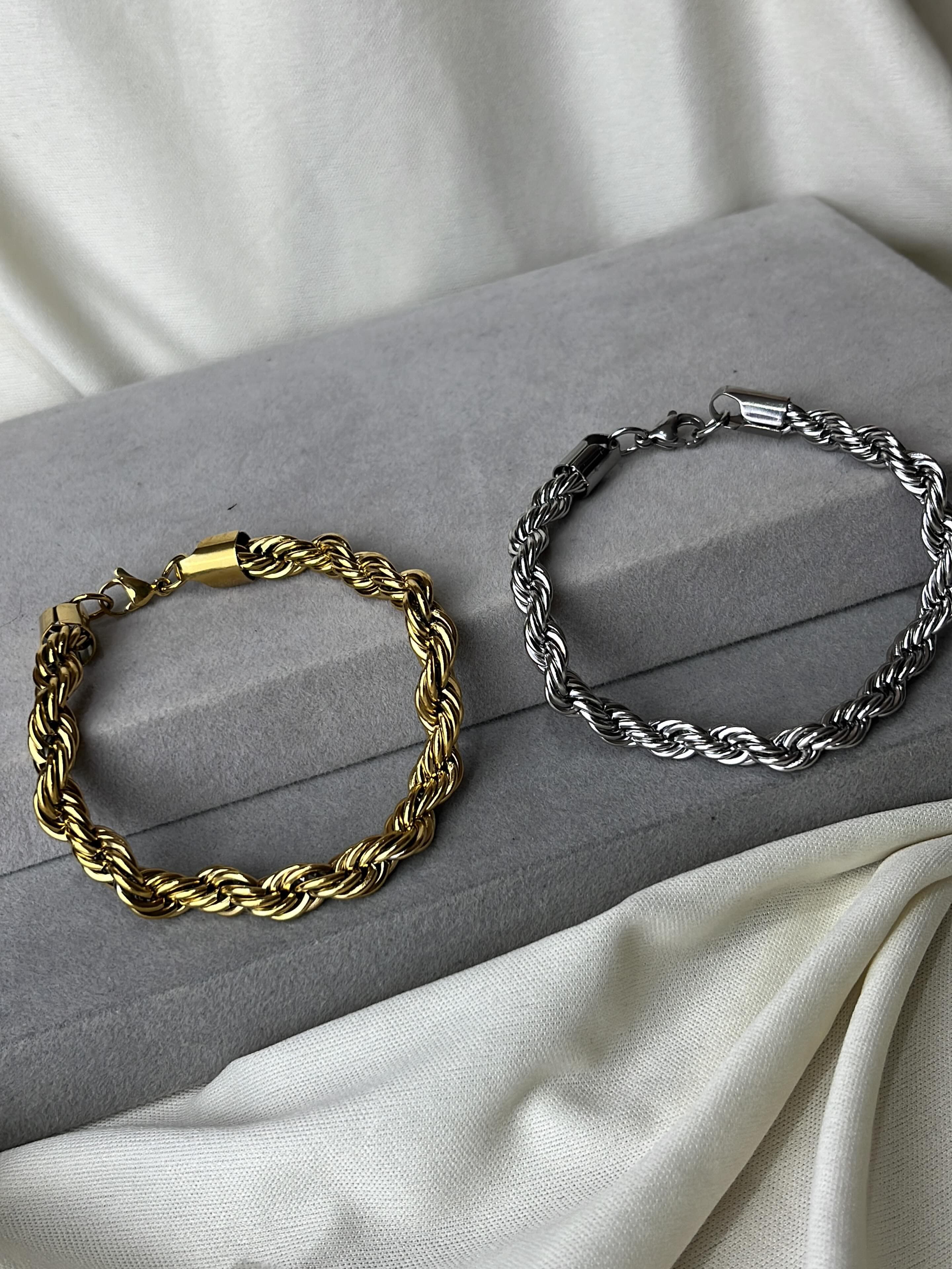 Pulseiras masculinas de corrente torcida em aço inox — unidade — foto 1
